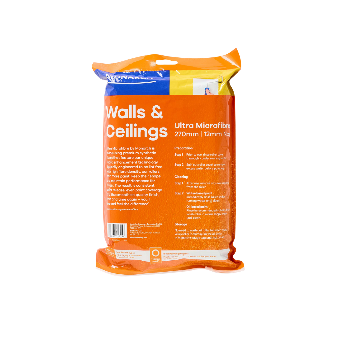 Monarch Roller Covers - 270mm - 12mm Nap - 3 Pack