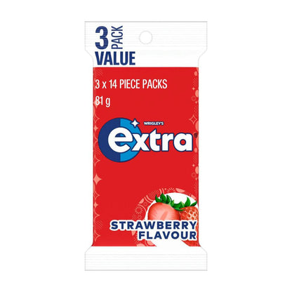 Extra Strawberry Sugar Free Chewing Gum 3x27g - 81g