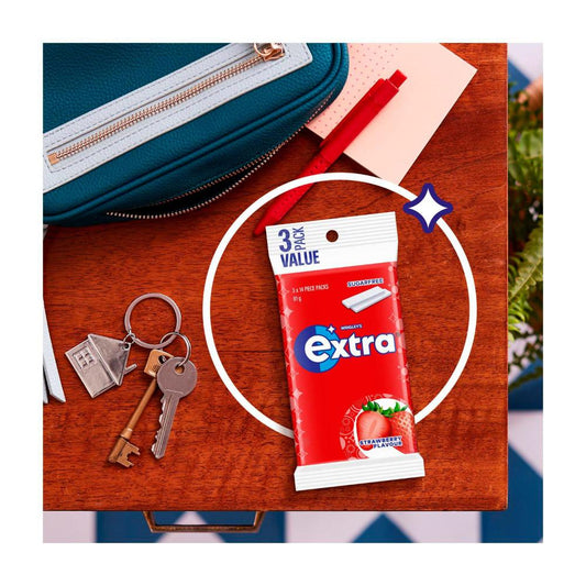Extra Strawberry Sugar Free Chewing Gum 3x27g - 81g