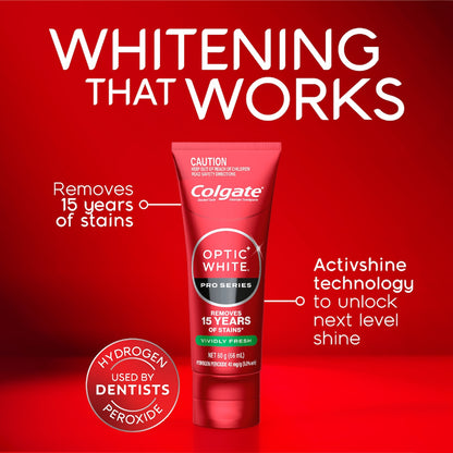 Colgate Teeth Whitening Toothpaste Pro Optic White Vividly Fresh 80g