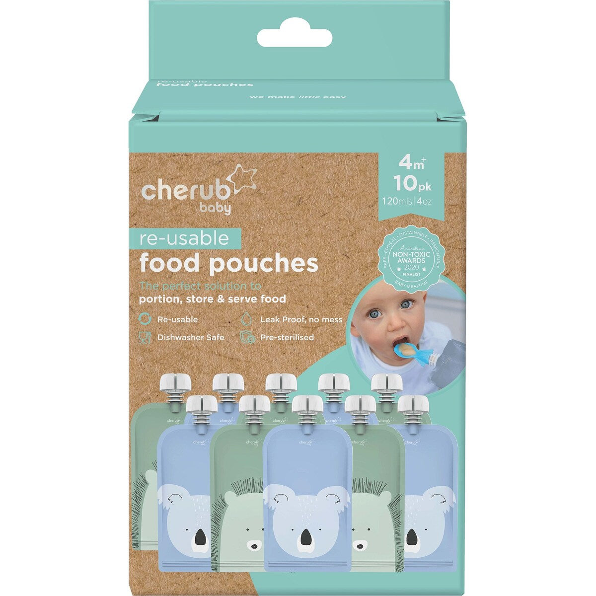Cherub Baby Food Pouch Minis Assorted 10 Pack