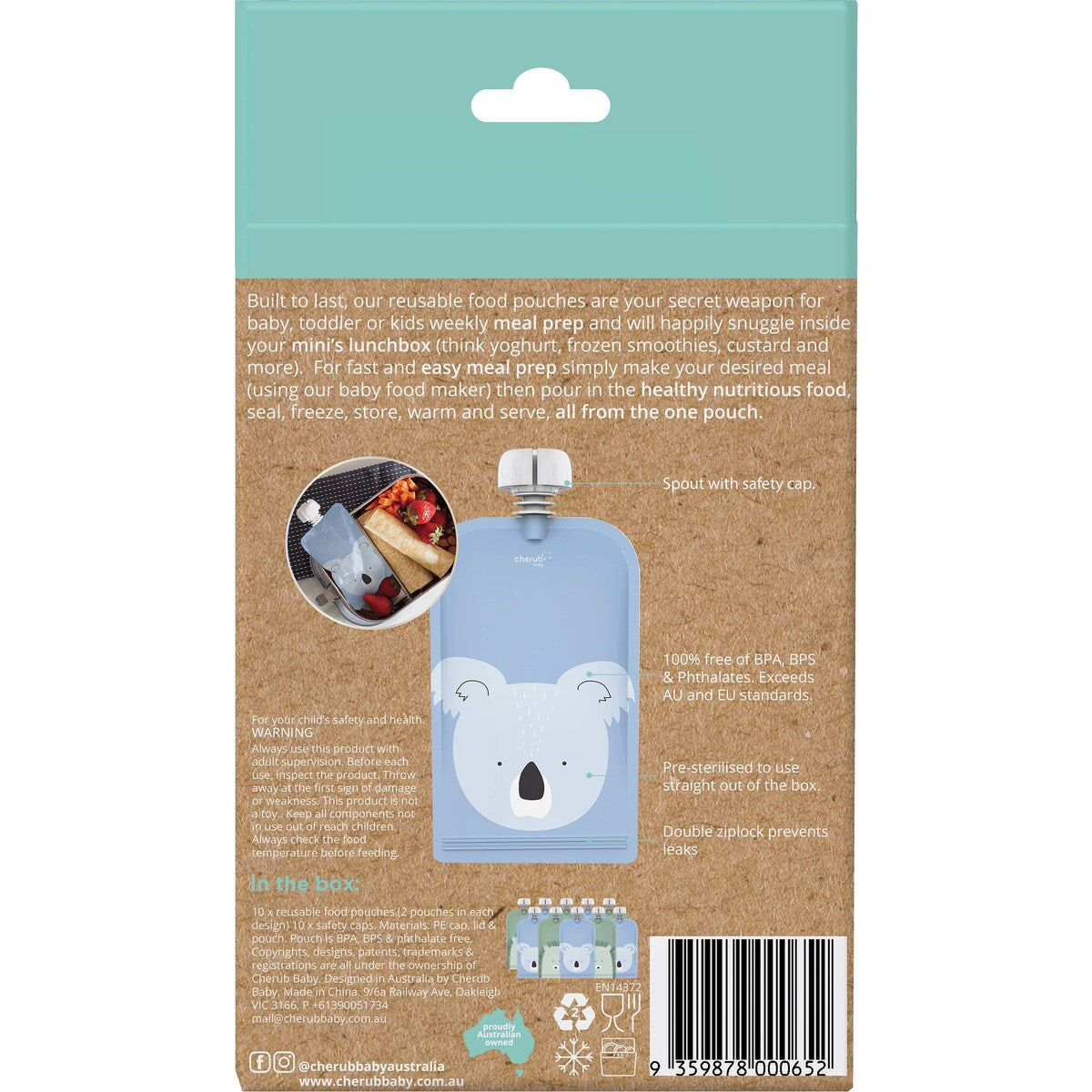 Cherub Baby Food Pouch Minis Assorted 10 Pack