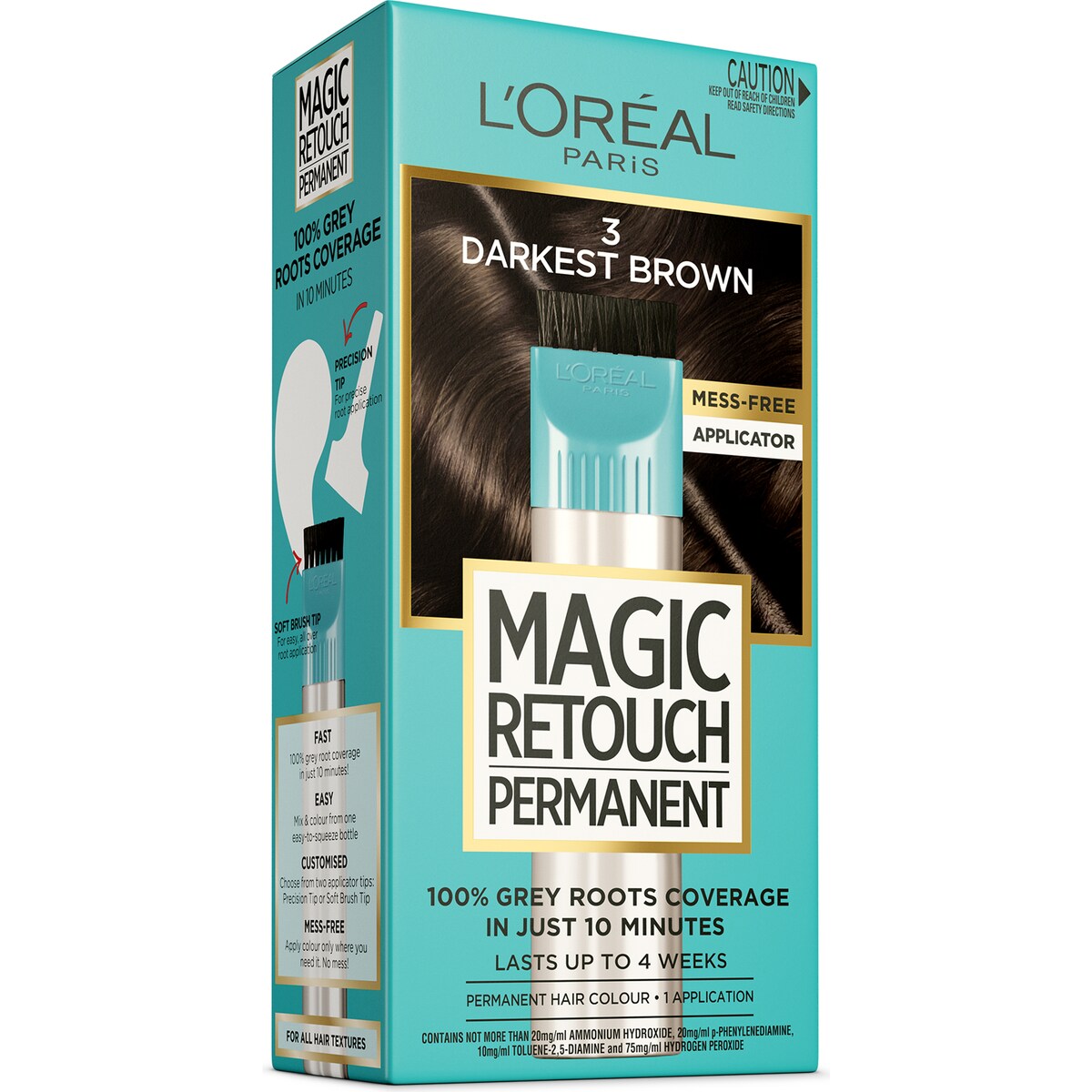 L'Oreal Paris Magic Retouch Permanent Hair Colour 3 Darkest Brown each