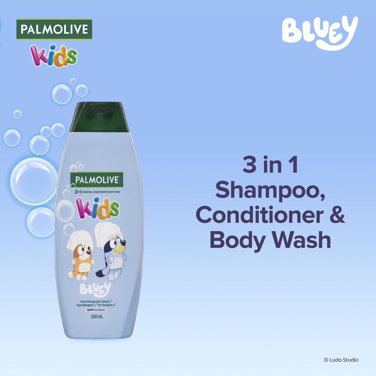Palmolive 3 In 1 Bluey Kids Shampoo Conditioner & Body Wash 350mL