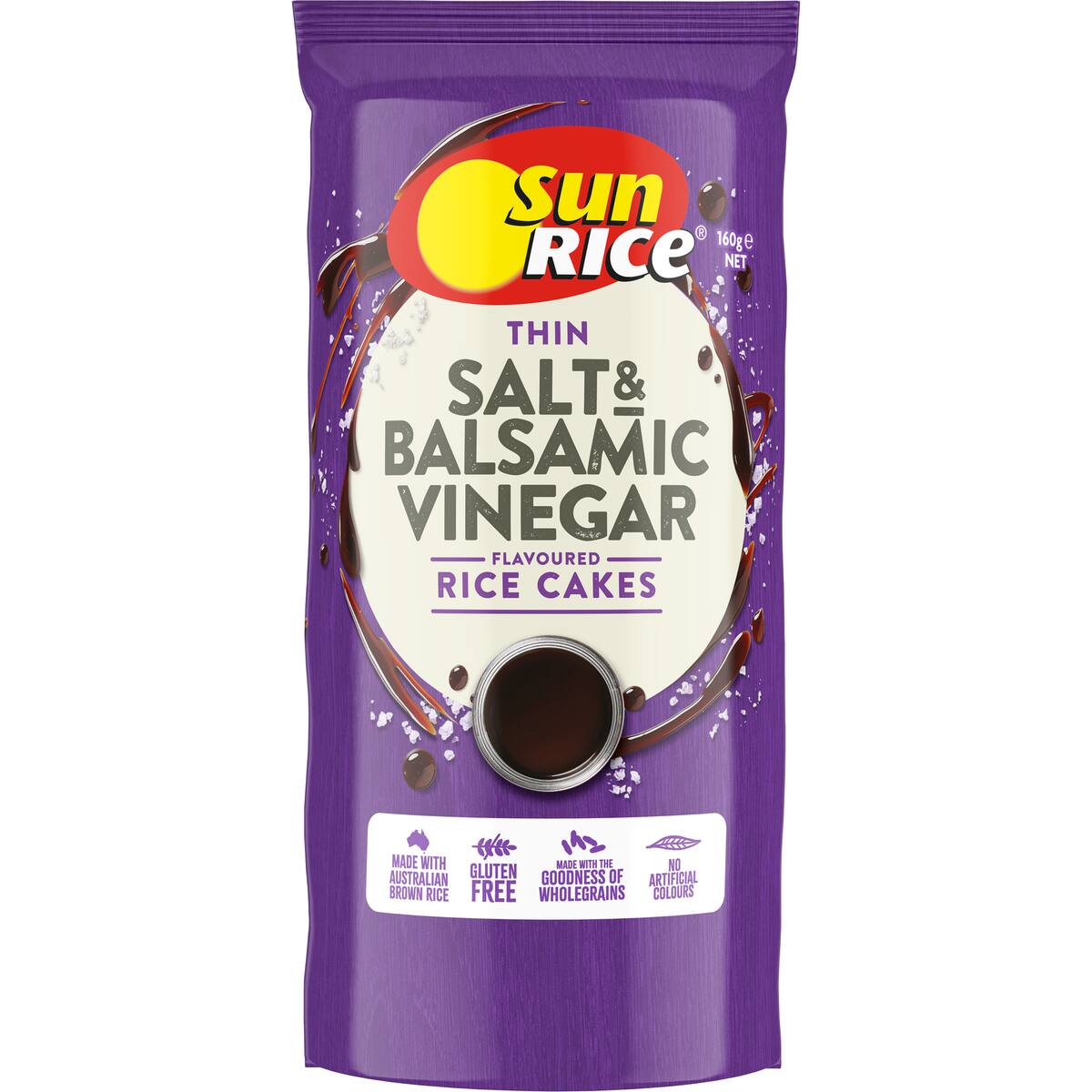 Sunrice Thin Rice Cakes Salt & Balsamic Vinegar 160g