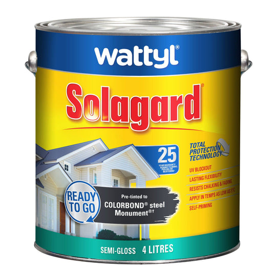 Wattyl Solagard Exterior Paint - 4L - Monument - Semi Gloss