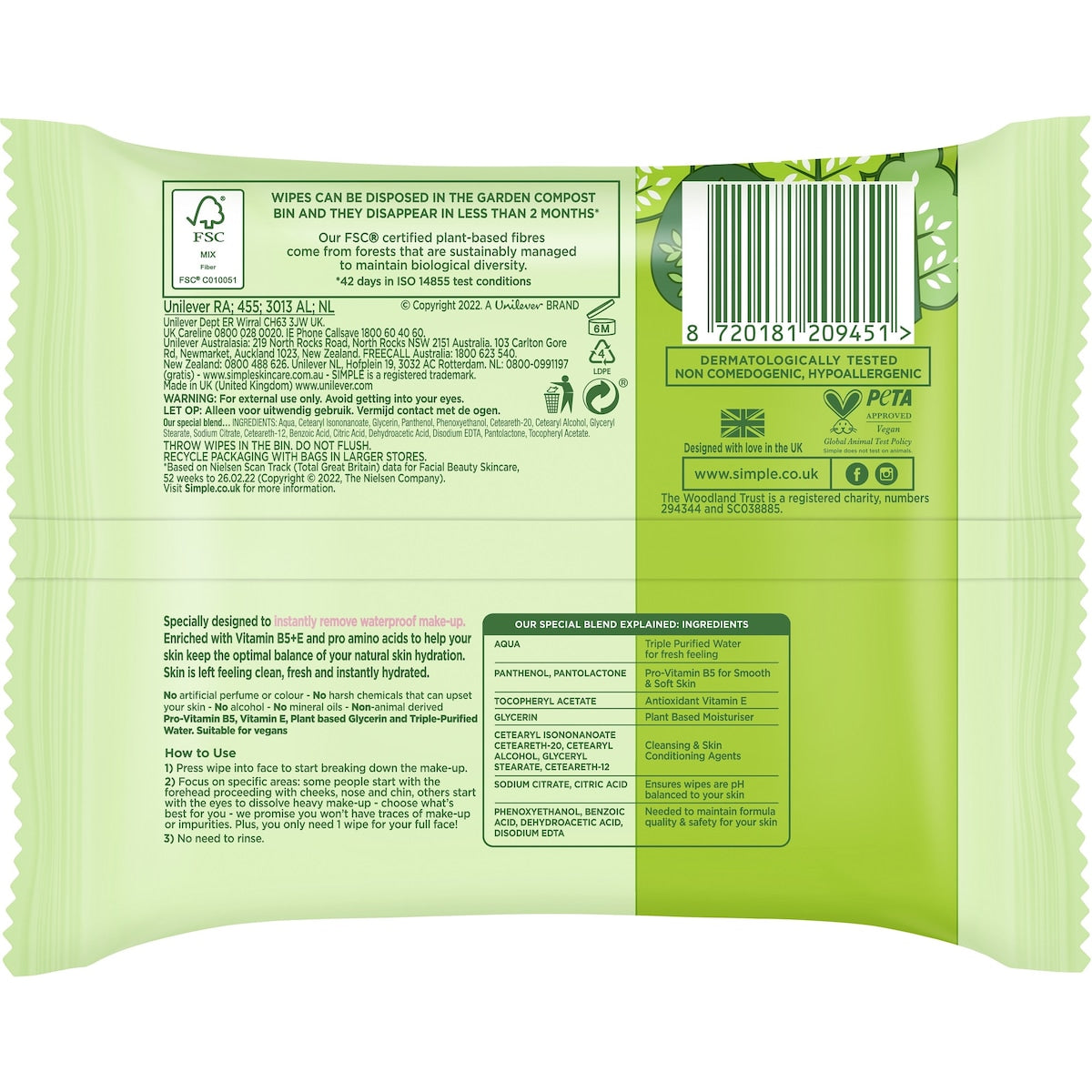 Simple Cleansing Facial Wipes 50 Pack
