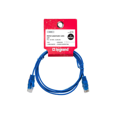 Legrand 2m Cat 6 RJ45 UTP Slimline Patch Lead - Blue