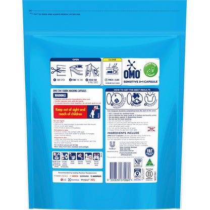 Omo Sensitive Laundry Liquid Capsules Detergent 50 Pack