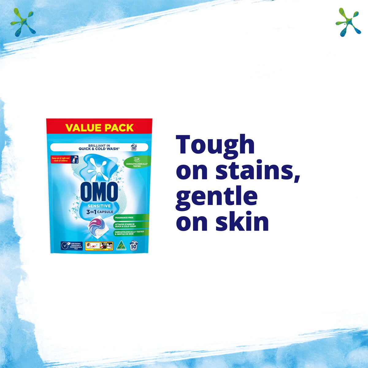 Omo Sensitive Laundry Capsules 3-in-1 50 Pack
