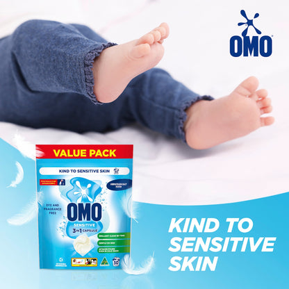 Omo Sensitive Laundry Liquid Capsules Detergent 50 Pack