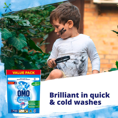 Omo Sensitive Laundry Liquid Capsules Detergent 50 Pack