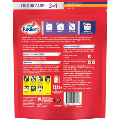 Radiant Colour Care+ Laundry Capsules 3-in-1 Washing Detergent 45 Pack