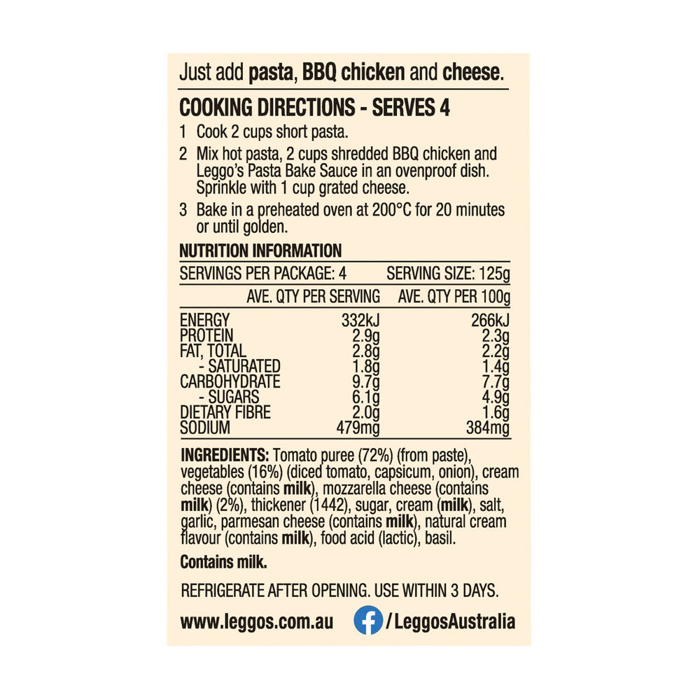 Leggos Creamy Tomato & Mozzarella Pasta Bake Sauce | 500g