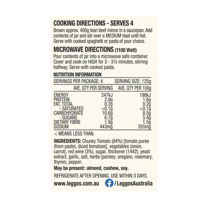 Leggo's Bolognese With Red Wine Pasta Sauce - 500g