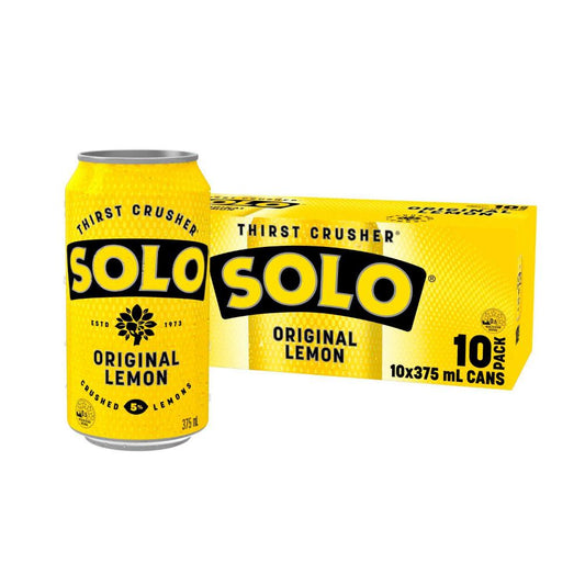 Solo Thirst Crusher Original Lemon Soft Drink Cans Multipack 375ml x 10 Pack
