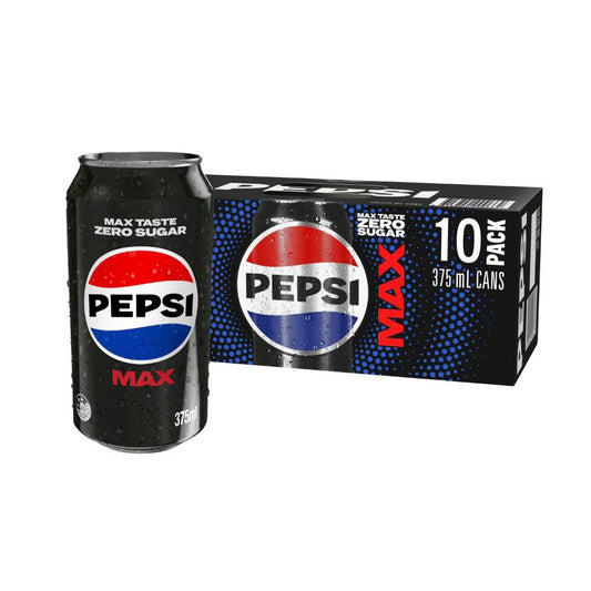 Pepsi Max Soft Drink No Sugar Cans Multipack 375ml - 10 Pack