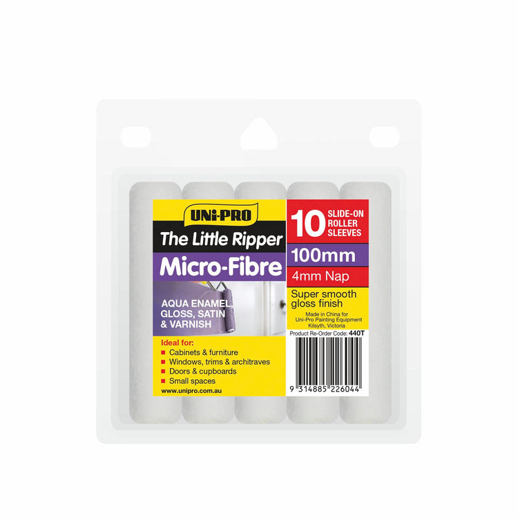 UNi-PRO Microfibre Mini Roller Covers - 100mm - 4mm Nap - 10 Pack