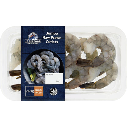 Jc Seafood Jumbo Raw Prawn Cutlets 240g