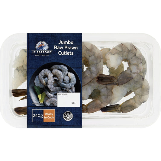 Jc Seafood Jumbo Raw Prawn Cutlets 240g