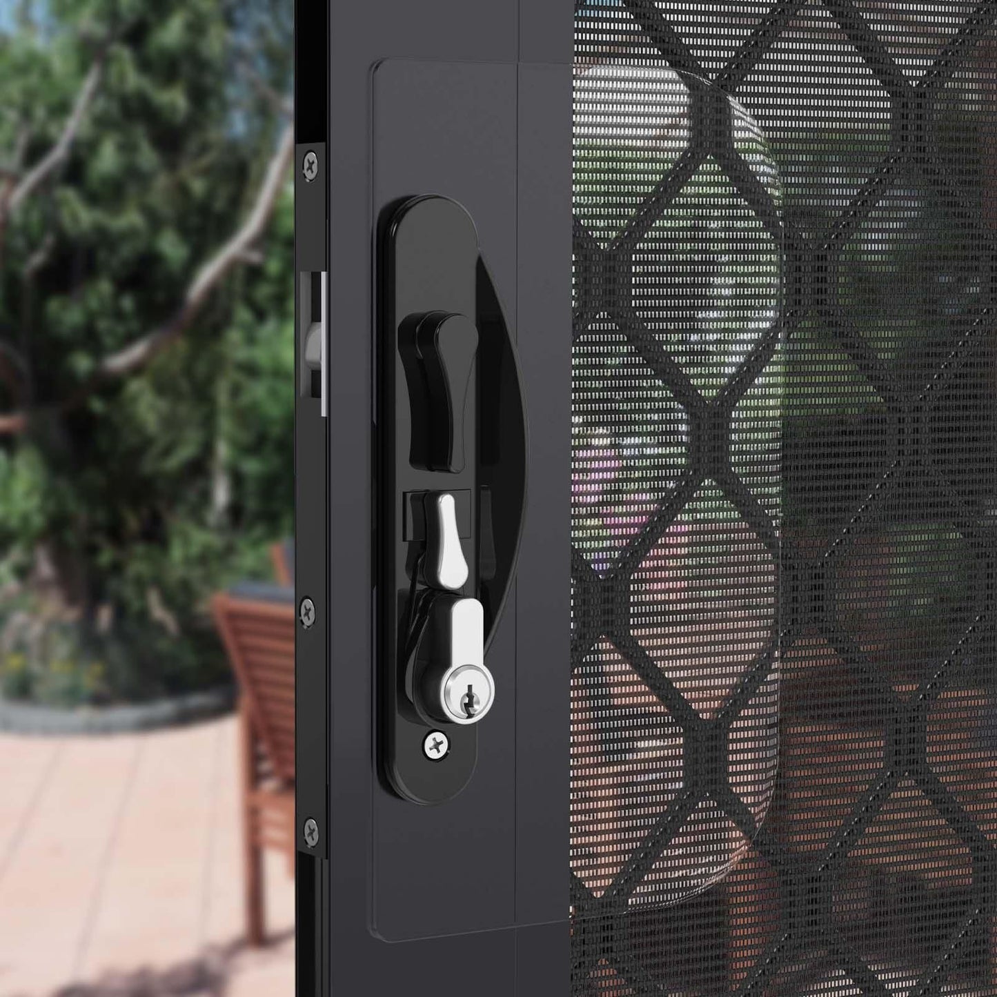 Rolltrak Black Sliding Screen Door Lock - 45mm