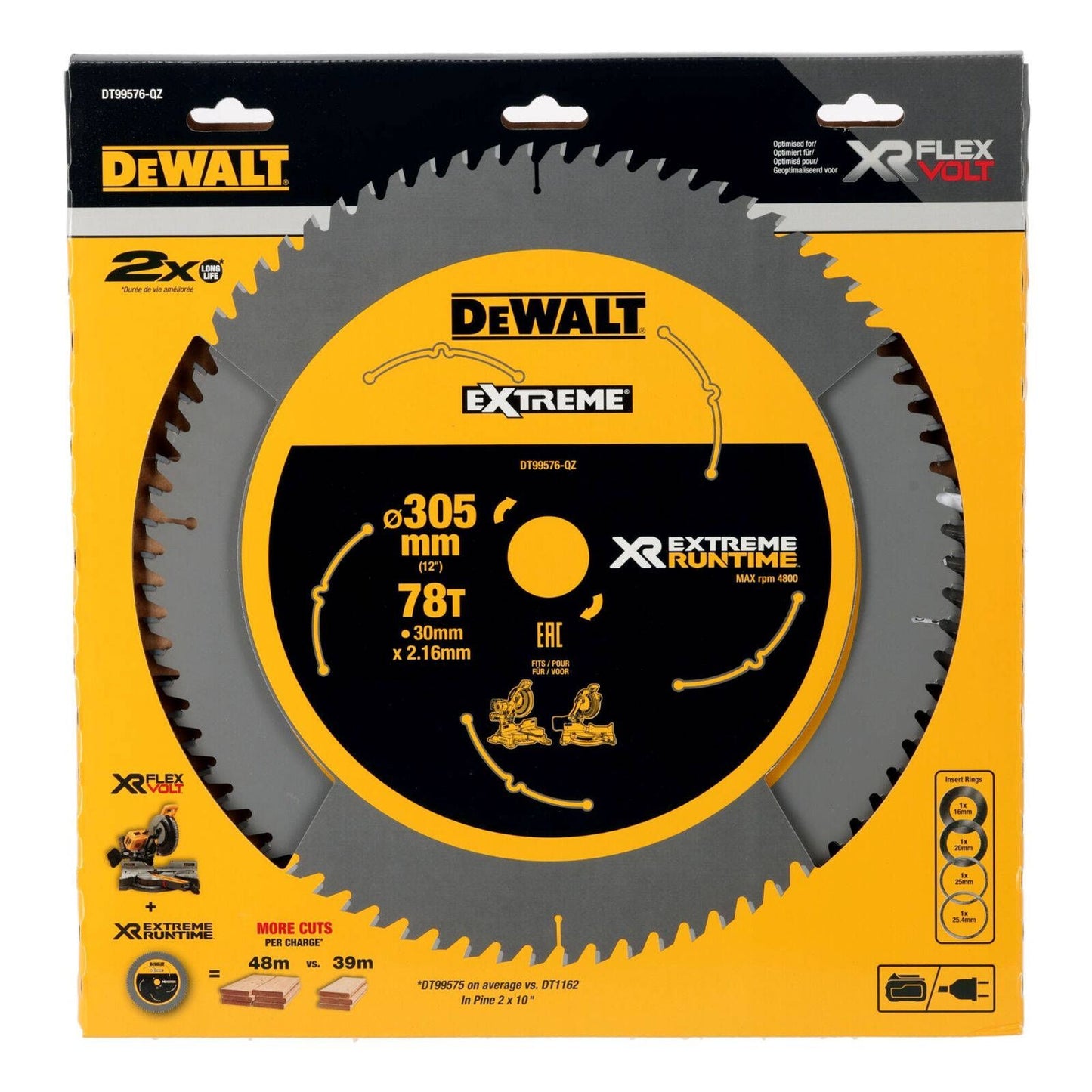 Dewalt XR Circular Saw Blade 305mm 78T - C3 Carbide - Efficient Cutting
