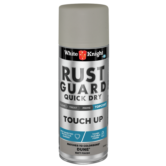 White Knight Rust Guard Quick Dry Touch Up Spray Paint - Dune Matt Finish 300g