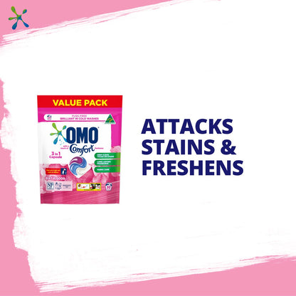 Omo With A Touch Of Comfort Laundry Capsules 3 In 1 50 Pack