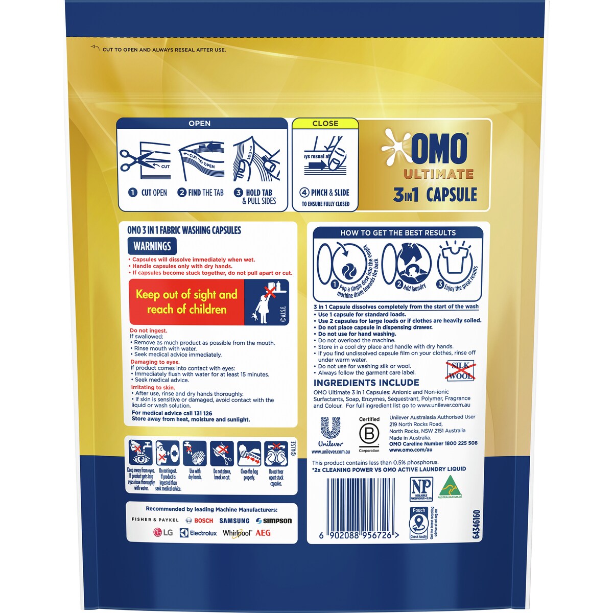 Omo Ultimate Laundry Capsules 3 In 1 50 Pack