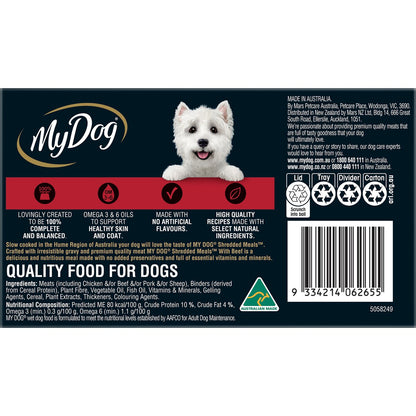 My Dog Shredded Meals Beef Wet Dog Food 6 x 100g
