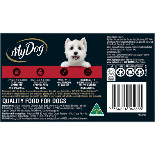 My Dog Shredded Meals Beef Wet Dog Food 6 x 100g