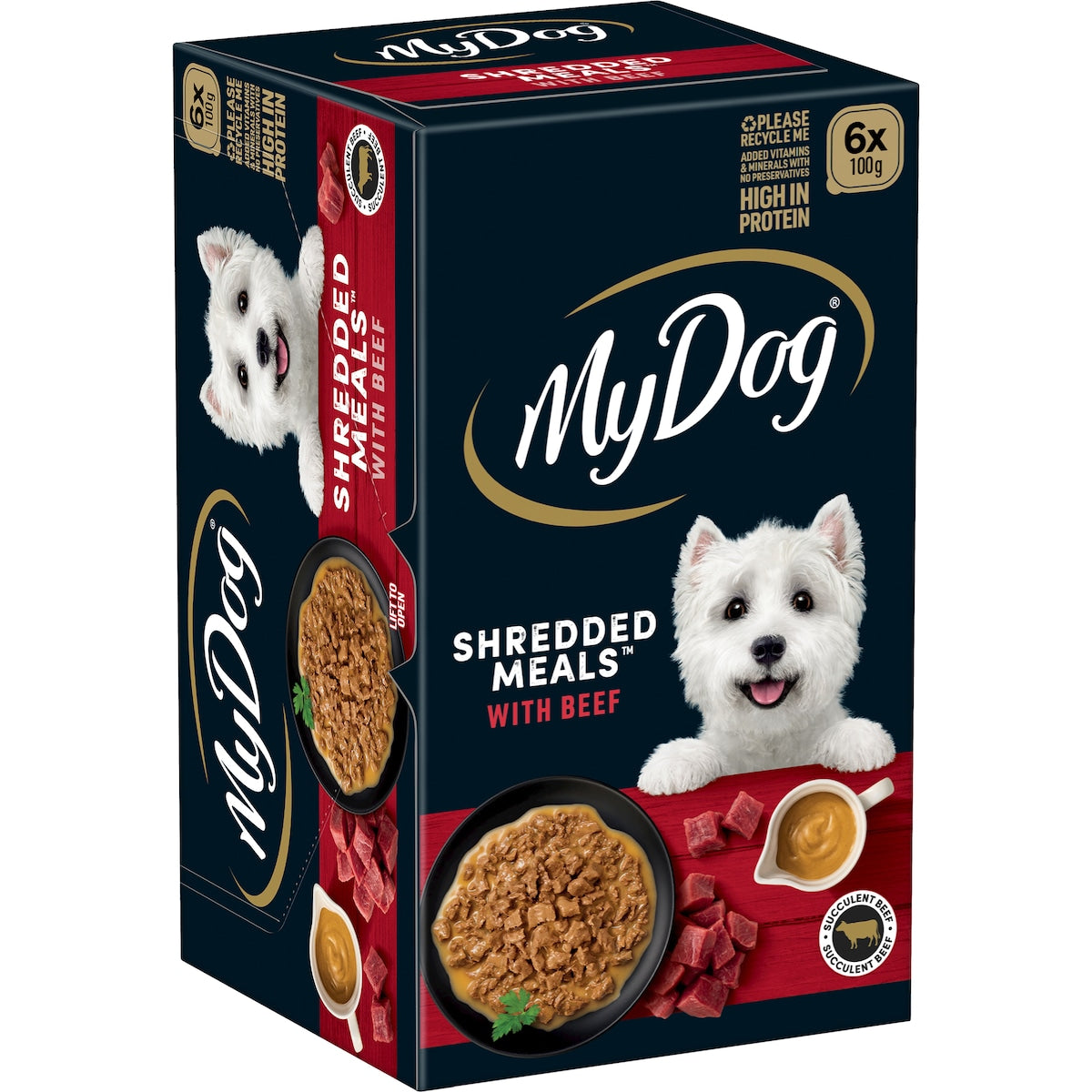 My Dog Shredded Meals Beef Wet Dog Food 6 x 100g