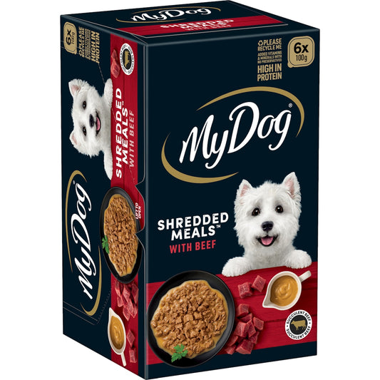 My Dog Shredded Meals Beef Wet Dog Food 6 x 100g