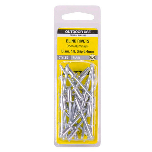 Otter Open Aluminium Blind Rivets - 4 x 6mm - 25 Pack