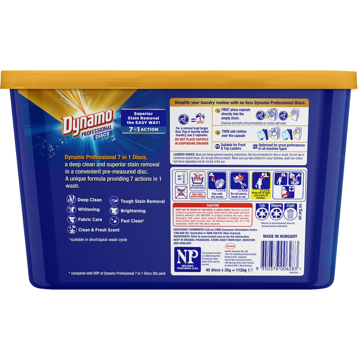 Dynamo Professional 7 In 1 Laundry Detergent Capsules 45 Pack