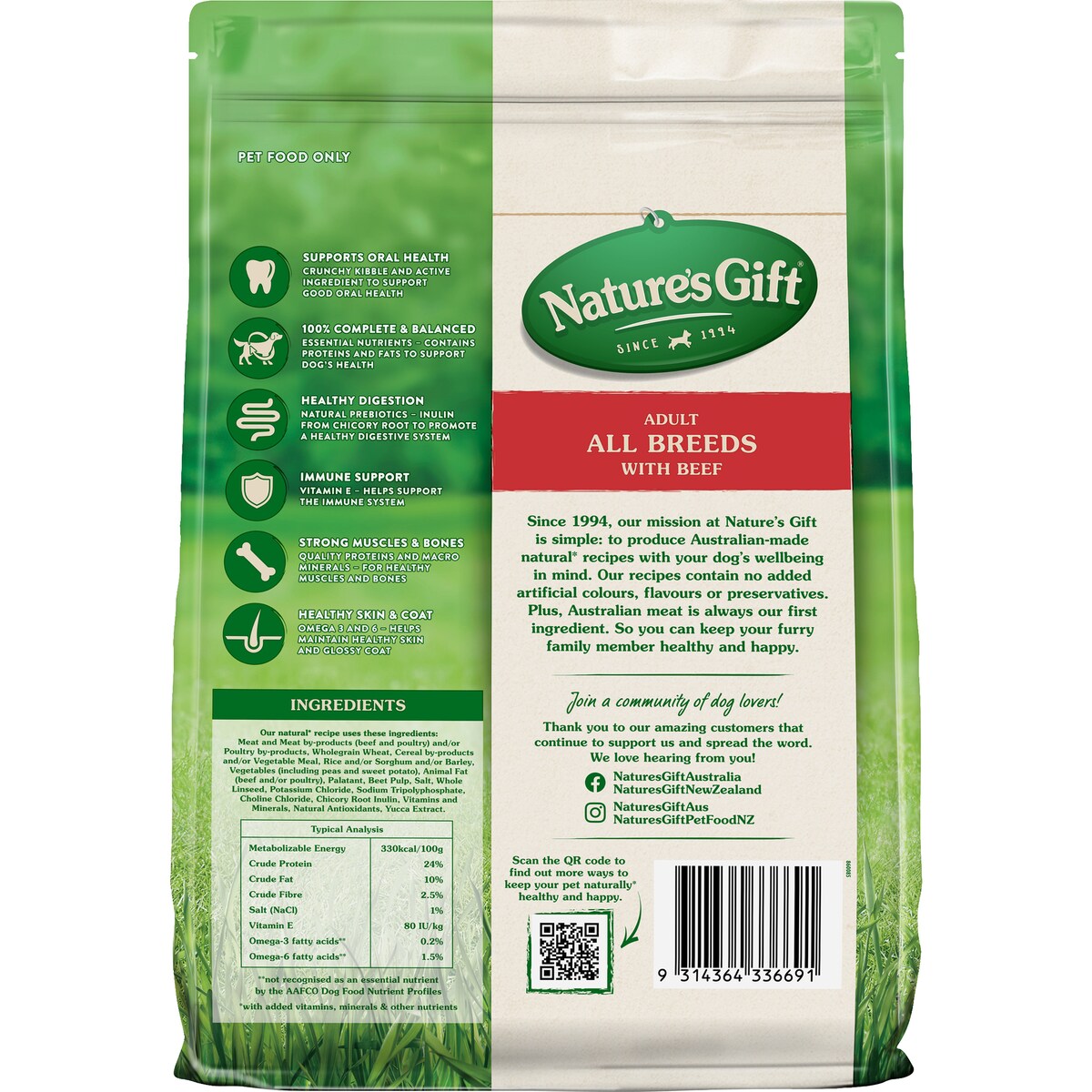 Nature's Gift Adult All Breed Dog Food With Beef 2.5kg