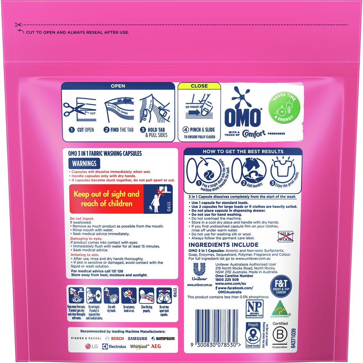 Omo 3 In 1 Laundry Capsules Comfort 28 Pack