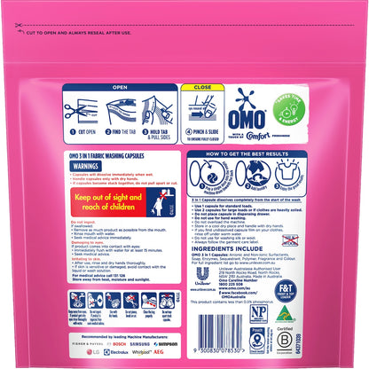 Omo Touch Of Comfort Laundry Liquid Capsules Detergent 28 Pack
