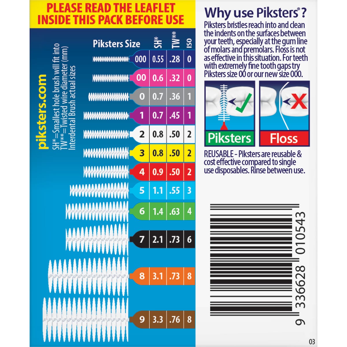 Piksters Interdental Floss Brush Size 1 35 Pack