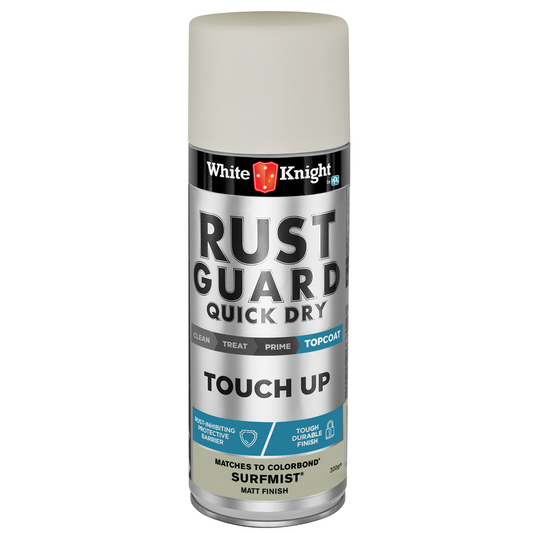 White Knight Rust Guard Quick Dry Touch Up Spray Paint - Surfmist Matt Finish 300g