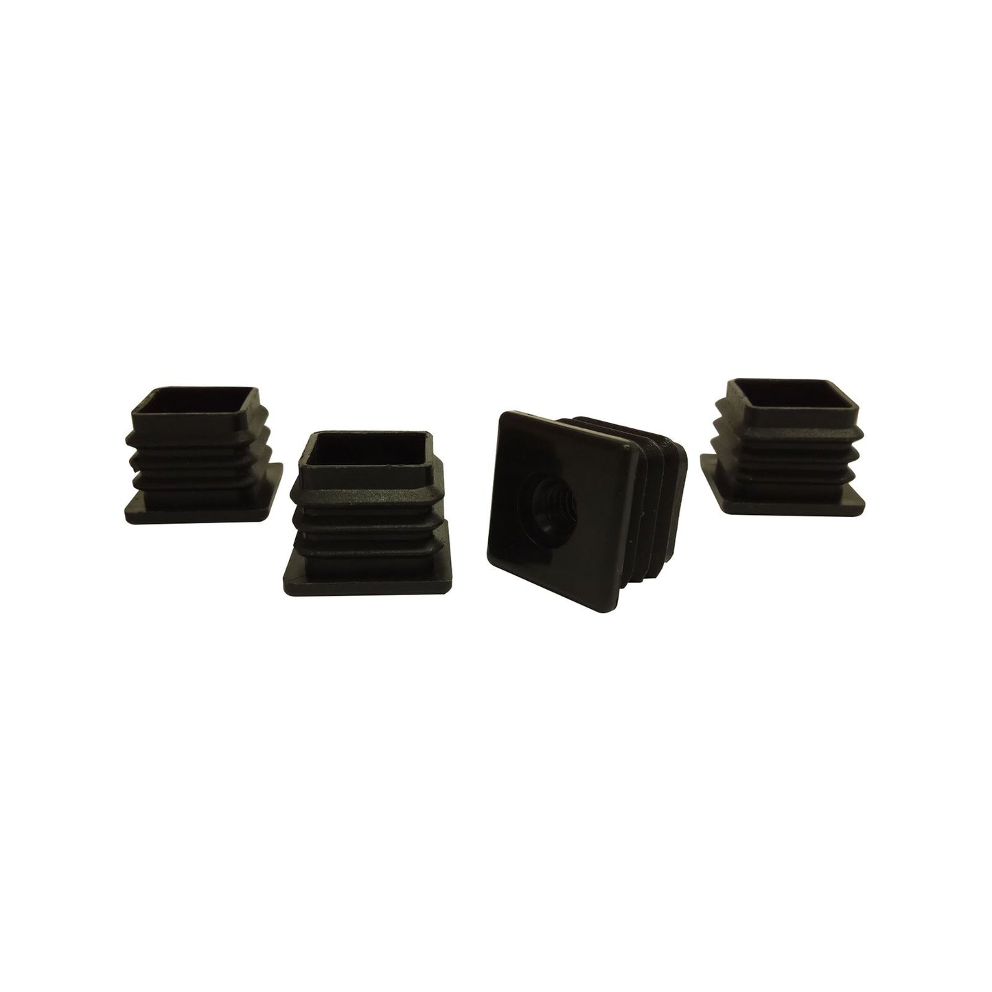 Surface Gard Black Threaded Internal Square Plastic End Closure - 25mm - 4 Pack