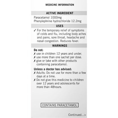 Lemsip Max Cold & Flu Hot Drink Lemon Decongestant With Paracetamol 10 Pack