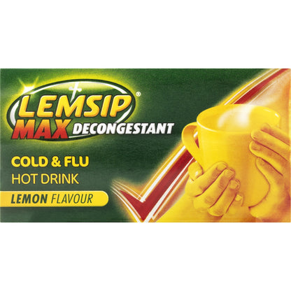 Lemsip Max Cold & Flu Hot Drink Lemon Decongestant With Paracetamol 10 Pack