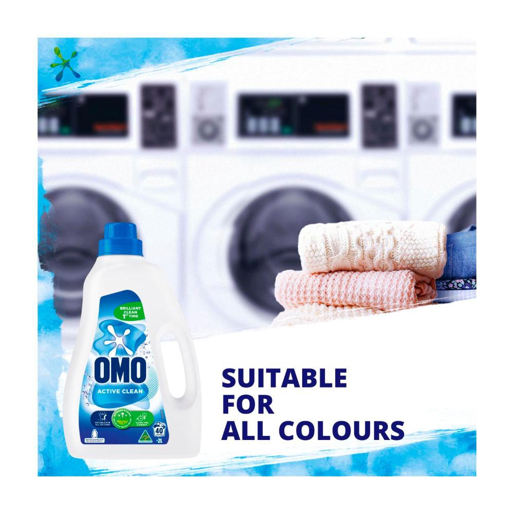 OMO Laundry Liquid Active ean Front & Top - 2L