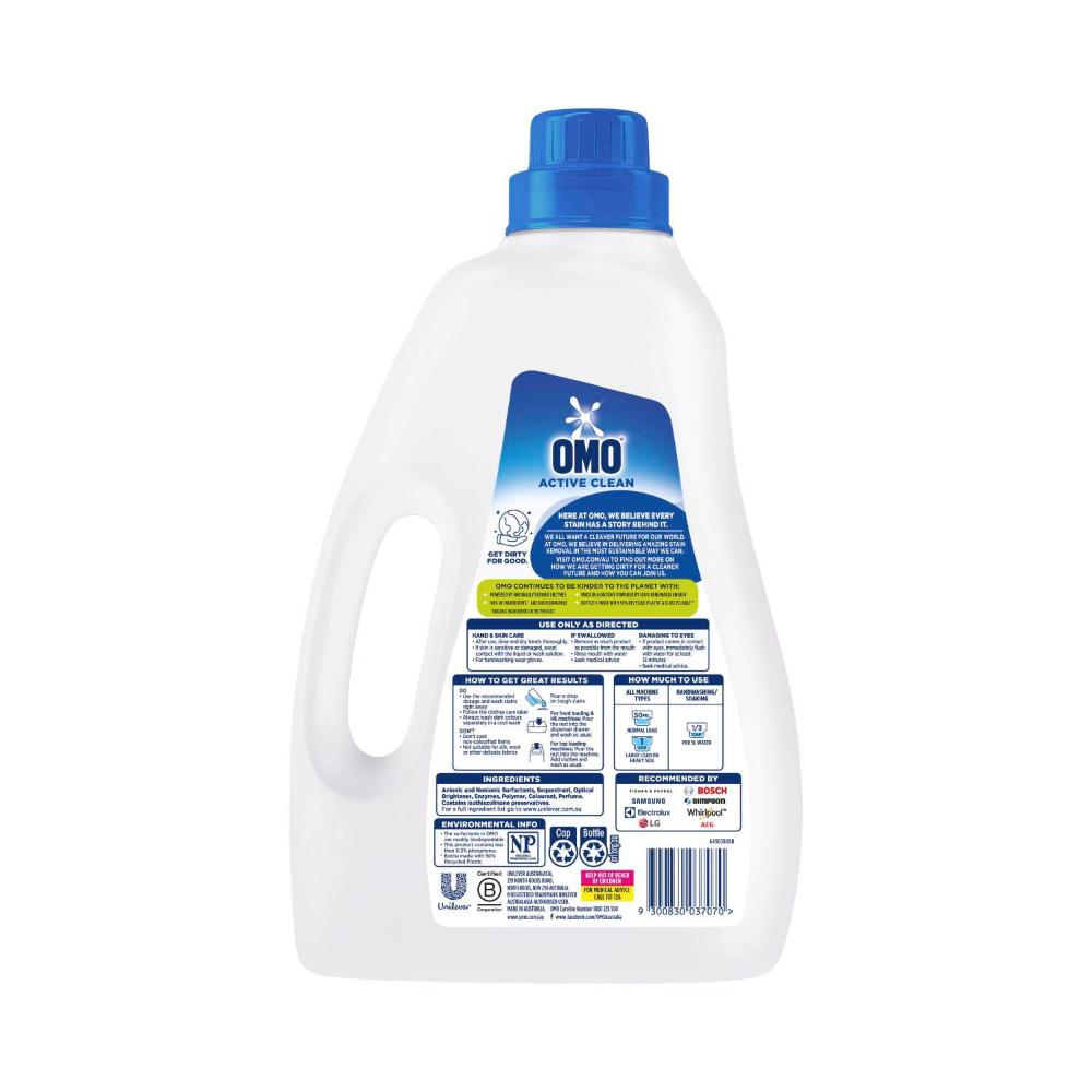 OMO Laundry Liquid Active ean Front & Top - 2L