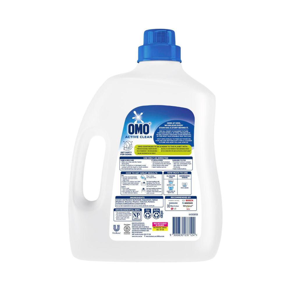 OMO Laundry Liquid Active ean Front & Top - 4L