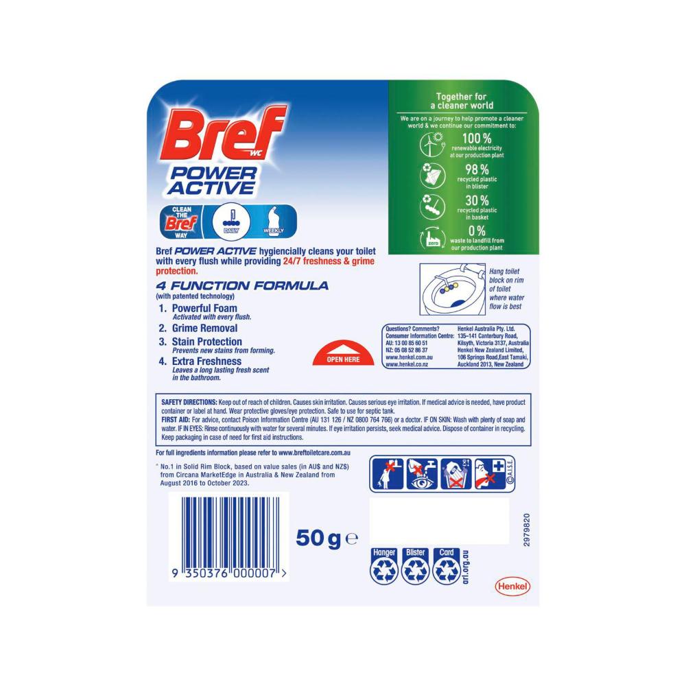 Bref Power Active Rim Block Lemon Toilet Cleaner - 50g