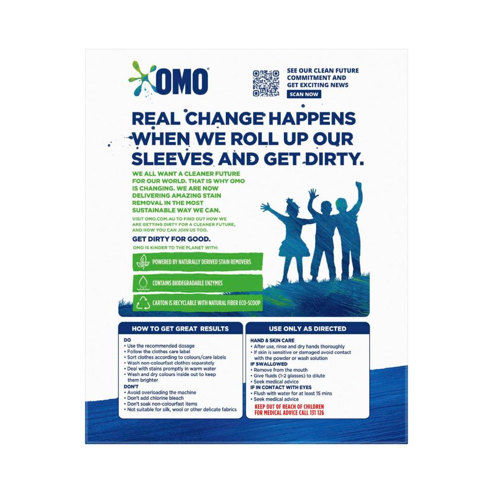 OMO Laundry Powder Active ean Front & Top - 2kg