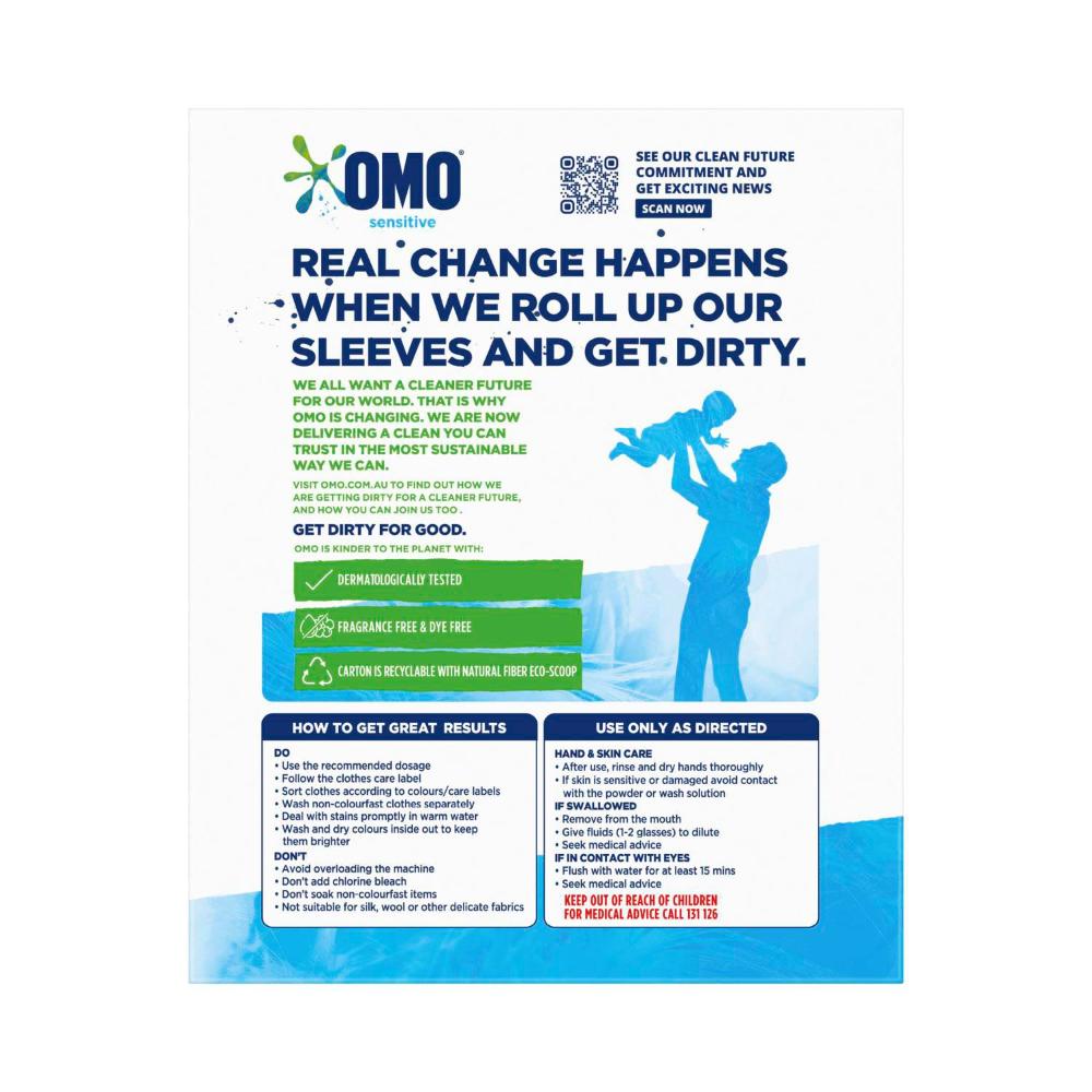 OMO Laundry Powder Sensitive Front & Top - 2kg