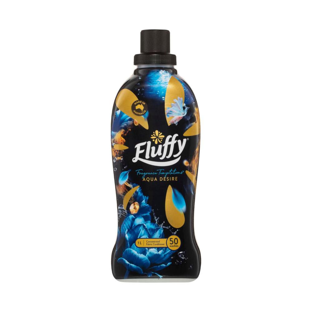 Fluffy Concentrate Liquid Fabric Softener Conditioner Fragrance Temptations Aqua Desire - 1L